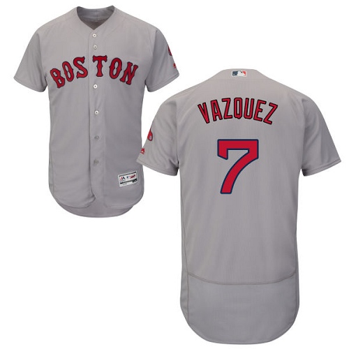 Men's Majestic Boston Red Sox #7 Christian Vazquez Authentic Grey Road Cool Base MLB Jersey