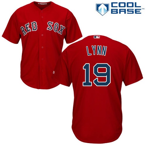 Men's Majestic Boston Red Sox #19 Fred Lynn Replica Red Alternate Home Cool Base MLB Jersey