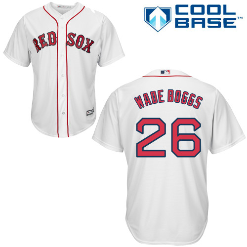 Men's Majestic Boston Red Sox #26 Wade Boggs Replica White Home Cool Base MLB Jersey