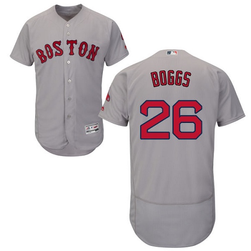 Men's Majestic Boston Red Sox #26 Wade Boggs Authentic Grey Road Cool Base MLB Jersey