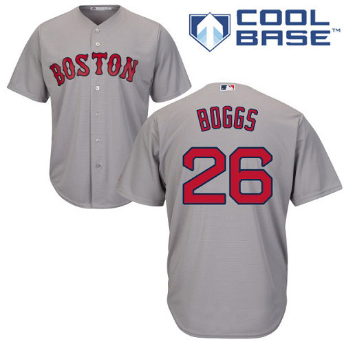 Men's Majestic Boston Red Sox #26 Wade Boggs Replica Grey Road Cool Base MLB Jersey