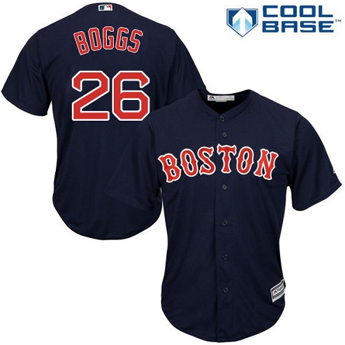Men's Majestic Boston Red Sox #26 Wade Boggs Replica Navy Blue Alternate Road Cool Base MLB Jersey