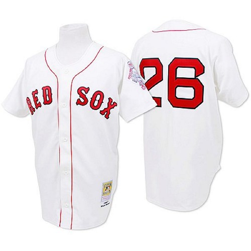 Men's Mitchell and Ness 1987 Boston Red Sox #26 Wade Boggs Authentic White Throwback MLB Jersey