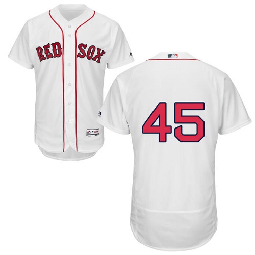 Men's Majestic Boston Red Sox #45 Pedro Martinez Authentic White Home Cool Base MLB Jersey