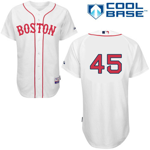 Men's Majestic Boston Red Sox #45 Pedro Martinez Authentic White New Cool Base MLB Jersey