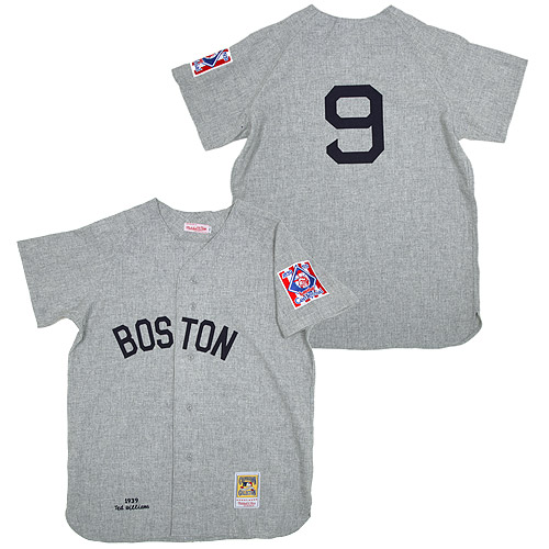 Men's Mitchell and Ness 1939 Boston Red Sox #9 Ted Williams Authentic Grey Throwback MLB Jersey