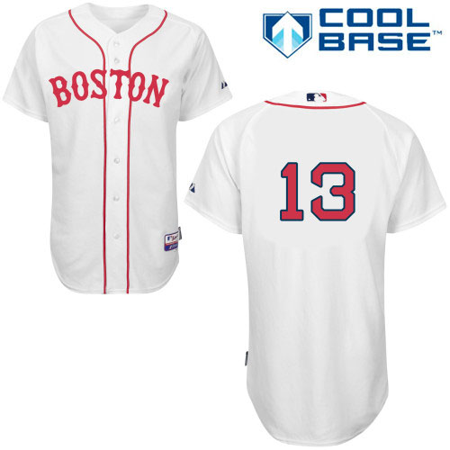 Men's Majestic Boston Red Sox #13 Hanley Ramirez Authentic White New Cool Base MLB Jersey