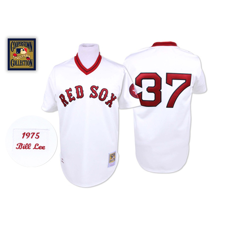 Men's Mitchell and Ness Boston Red Sox #37 Bill Lee Replica White Throwback MLB Jersey