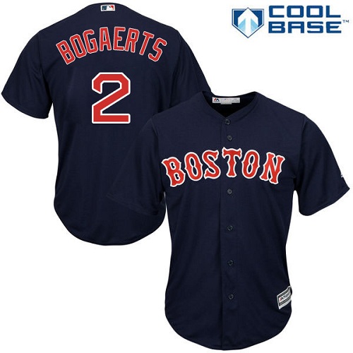 Men's Majestic Boston Red Sox #2 Xander Bogaerts Replica Navy Blue Alternate Road Cool Base MLB Jersey