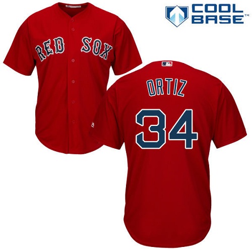 Youth Majestic Boston Red Sox #34 David Ortiz Authentic Red Alternate Home Cool Base MLB Jersey