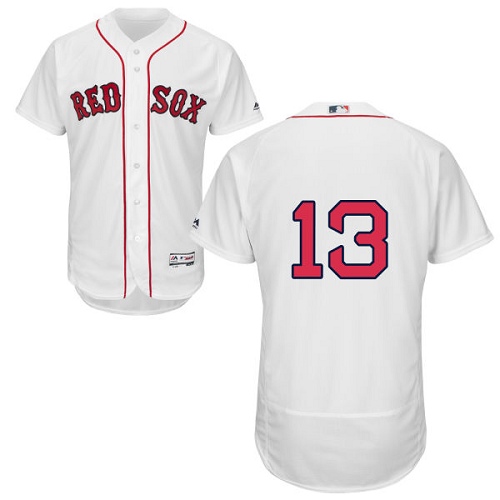 Men's Majestic Boston Red Sox #13 Hanley Ramirez Authentic White Home Cool Base MLB Jersey