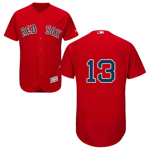 Men's Majestic Boston Red Sox #13 Hanley Ramirez Authentic Red Alternate Home Cool Base MLB Jersey