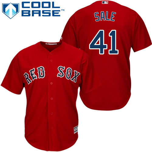 Men's Majestic Boston Red Sox #41 Chris Sale Replica Red Alternate Home Cool Base MLB Jersey