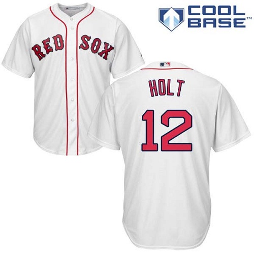 Men's Majestic Boston Red Sox #12 Brock Holt Replica White Home Cool Base MLB Jersey