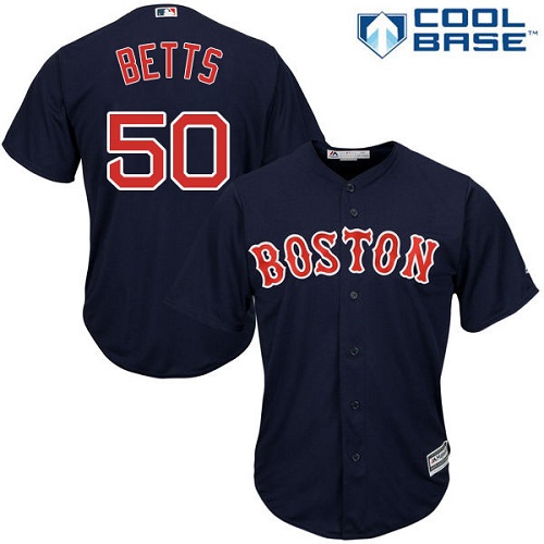 Men's Majestic Boston Red Sox #50 Mookie Betts Replica Navy Blue Alternate Road Cool Base MLB Jersey