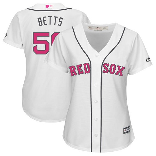 Women's Majestic Boston Red Sox #50 Mookie Betts Authentic White Mother's Day MLB Jersey