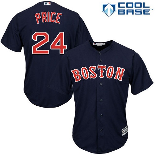Men's Majestic Boston Red Sox #24 David Price Replica Navy Blue Alternate Road Cool Base MLB Jersey