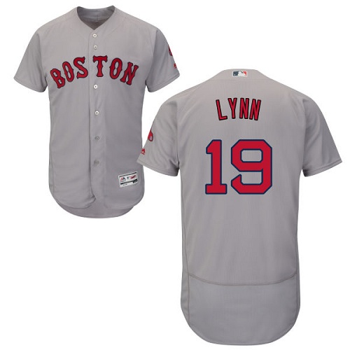 Men's Majestic Boston Red Sox #19 Fred Lynn Grey Flexbase Authentic Collection MLB Jersey