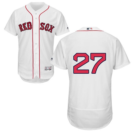 Men's Majestic Boston Red Sox #27 Carlton Fisk White Flexbase Authentic Collection MLB Jersey