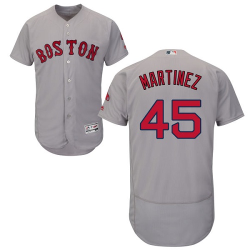 Men's Majestic Boston Red Sox #45 Pedro Martinez Grey Flexbase Authentic Collection MLB Jersey