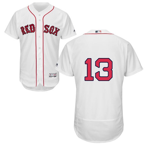 Men's Majestic Boston Red Sox #13 Hanley Ramirez White Flexbase Authentic Collection MLB Jersey