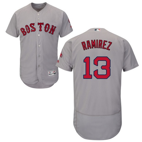 Men's Majestic Boston Red Sox #13 Hanley Ramirez Grey Flexbase Authentic Collection MLB Jersey
