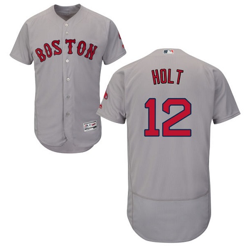 Men's Majestic Boston Red Sox #12 Brock Holt Grey Flexbase Authentic Collection MLB Jersey
