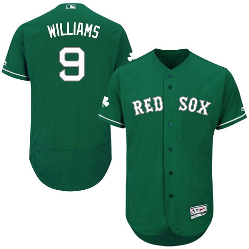 Men's Majestic Boston Red Sox #9 Ted Williams Green Celtic Flexbase Authentic Collection MLB Jersey