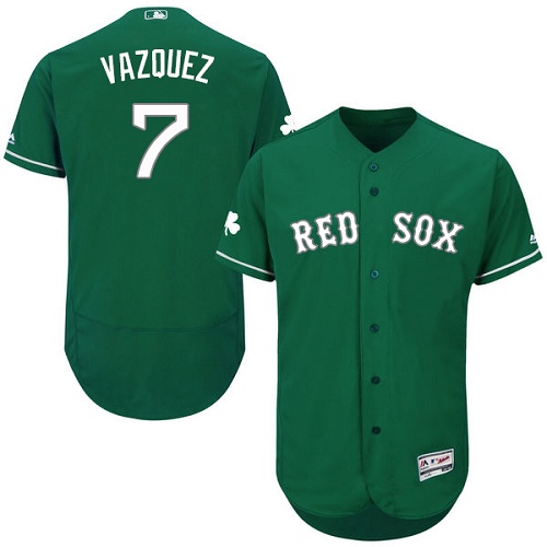 Men's Majestic Boston Red Sox #7 Christian Vazquez Green Celtic Flexbase Authentic Collection MLB Jersey