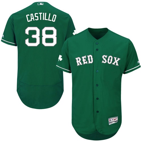 Men's Majestic Boston Red Sox #38 Rusney Castillo Green Celtic Flexbase Authentic Collection MLB Jersey