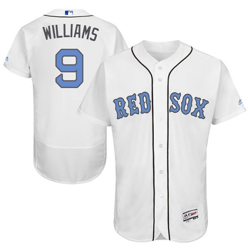 Men's Majestic Boston Red Sox #9 Ted Williams Authentic White 2016 Father's Day Fashion Flex Base MLB Jersey
