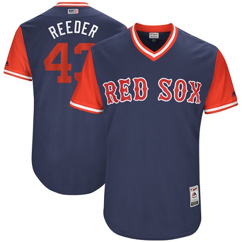 Men's Majestic Boston Red Sox #43 Addison Reed "Reeder" Authentic Navy Blue 2017 Players Weekend MLB Jersey