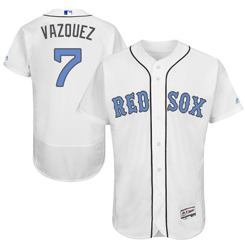 Men's Majestic Boston Red Sox #7 Christian Vazquez Authentic White 2016 Father's Day Fashion Flex Base MLB Jersey