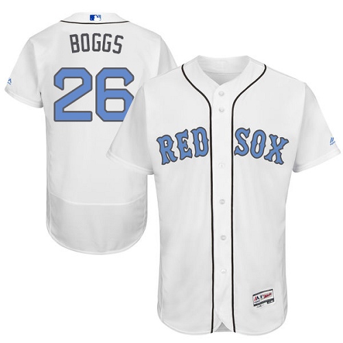 Men's Majestic Boston Red Sox #26 Wade Boggs Authentic White 2016 Father's Day Fashion Flex Base MLB Jersey