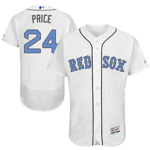 Men's Majestic Boston Red Sox #24 David Price Authentic White 2016 Father's Day Fashion Flex Base MLB Jersey