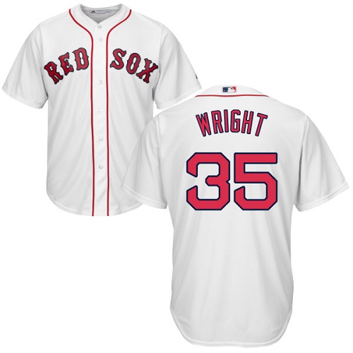 Men's Majestic Boston Red Sox #35 Steven Wright Replica White Home Cool Base MLB Jersey