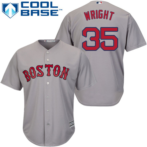Men's Majestic Boston Red Sox #35 Steven Wright Replica Grey Road Cool Base MLB Jersey