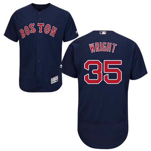 Men's Majestic Boston Red Sox #35 Steven Wright Authentic Navy Blue Alternate Road Cool Base MLB Jersey