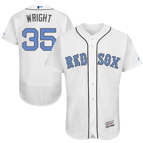 Men's Majestic Boston Red Sox #35 Steven Wright Authentic White 2016 Father's Day Fashion Flex Base MLB Jersey