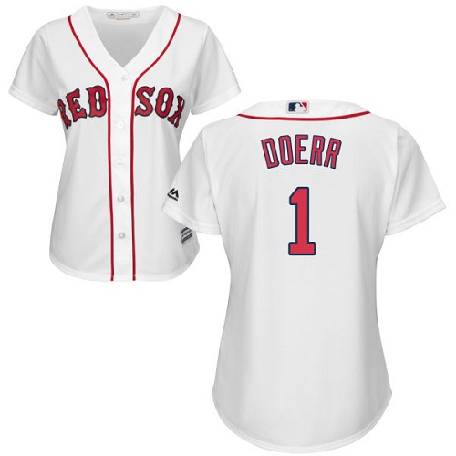 Women's Majestic Boston Red Sox #1 Bobby Doerr Replica White Home MLB Jersey