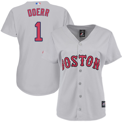 Women's Majestic Boston Red Sox #1 Bobby Doerr Authentic Grey Road MLB Jersey
