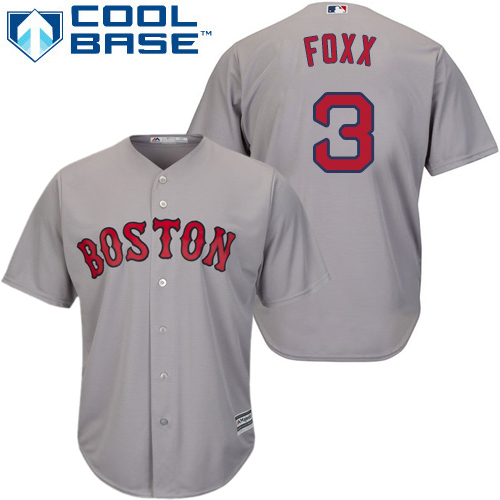 Youth Majestic Boston Red Sox #3 Jimmie Foxx Replica Grey Road Cool Base MLB Jersey