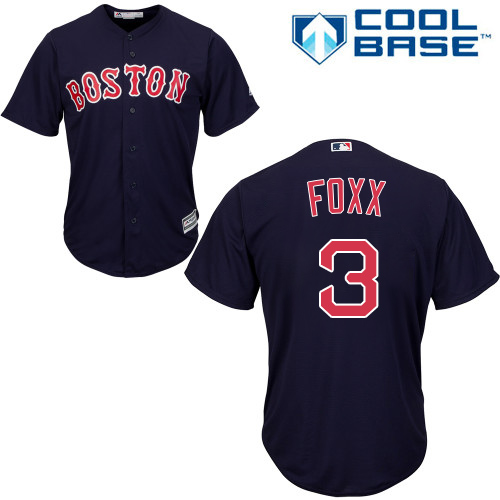 Youth Majestic Boston Red Sox #3 Jimmie Foxx Replica Navy Blue Alternate Road Cool Base MLB Jersey