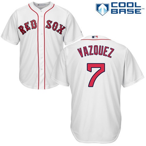 Youth Majestic Boston Red Sox #7 Christian Vazquez Authentic White Home Cool Base MLB Jersey