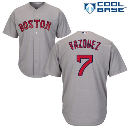Youth Majestic Boston Red Sox #7 Christian Vazquez Authentic Grey Road Cool Base MLB Jersey