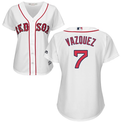 Women's Majestic Boston Red Sox #7 Christian Vazquez Replica White Home MLB Jersey