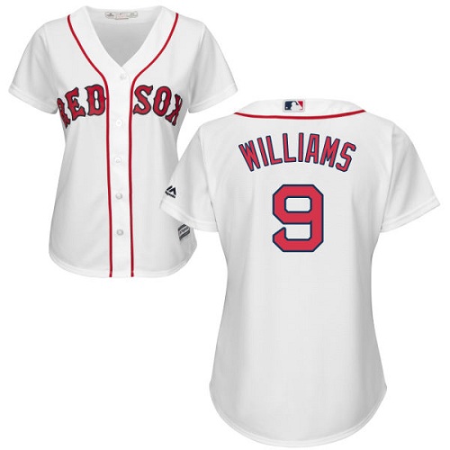 Women's Majestic Boston Red Sox #9 Ted Williams Replica White Home MLB Jersey