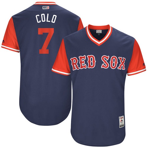 Men's Majestic Boston Red Sox #7 Christian Vazquez "Colo" Authentic Navy Blue 2017 Players Weekend MLB Jersey