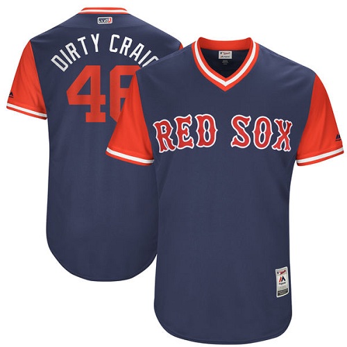 Men's Majestic Boston Red Sox #46 Craig Kimbrel "Dirty Craig" Authentic Navy Blue 2017 Players Weekend MLB Jersey