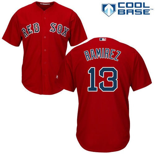 Youth Majestic Boston Red Sox #13 Hanley Ramirez Authentic Red Alternate Home Cool Base MLB Jersey